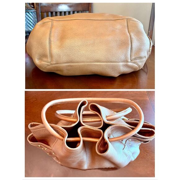 COLE HAAN - "Denny" Bronze Metallic Soft Pebble Leather Tote Shoulder Bag/Sweet! - Picture 7 of 16